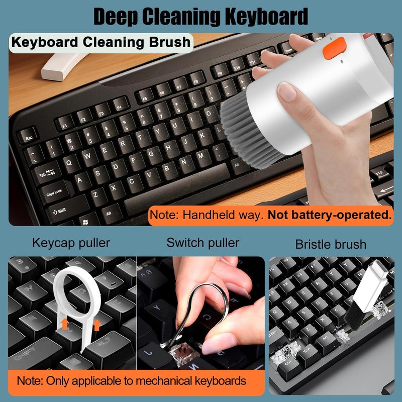 VICHYIE 20 in 1 Multifunctional Cleaner Kit for Electronic Devices, Keyboard Cleaning Brush, Headphones Cleaner Kit for AirPods, Multi-Tool for Cleaning Laptop, Earbuds, Camera, Cellphones (White) - Image 3
